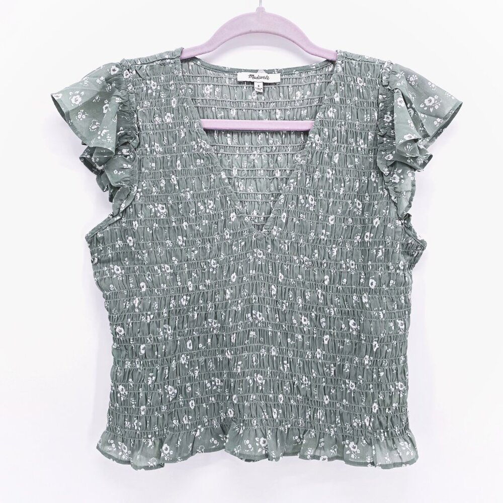 Madewell Lucie V-Neck Smocked Top